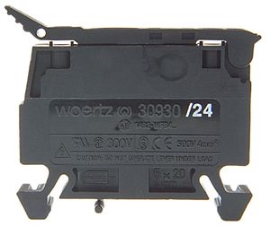 Borne sécurité miniature 4mm² noir, avec marquer pour fusible 24V