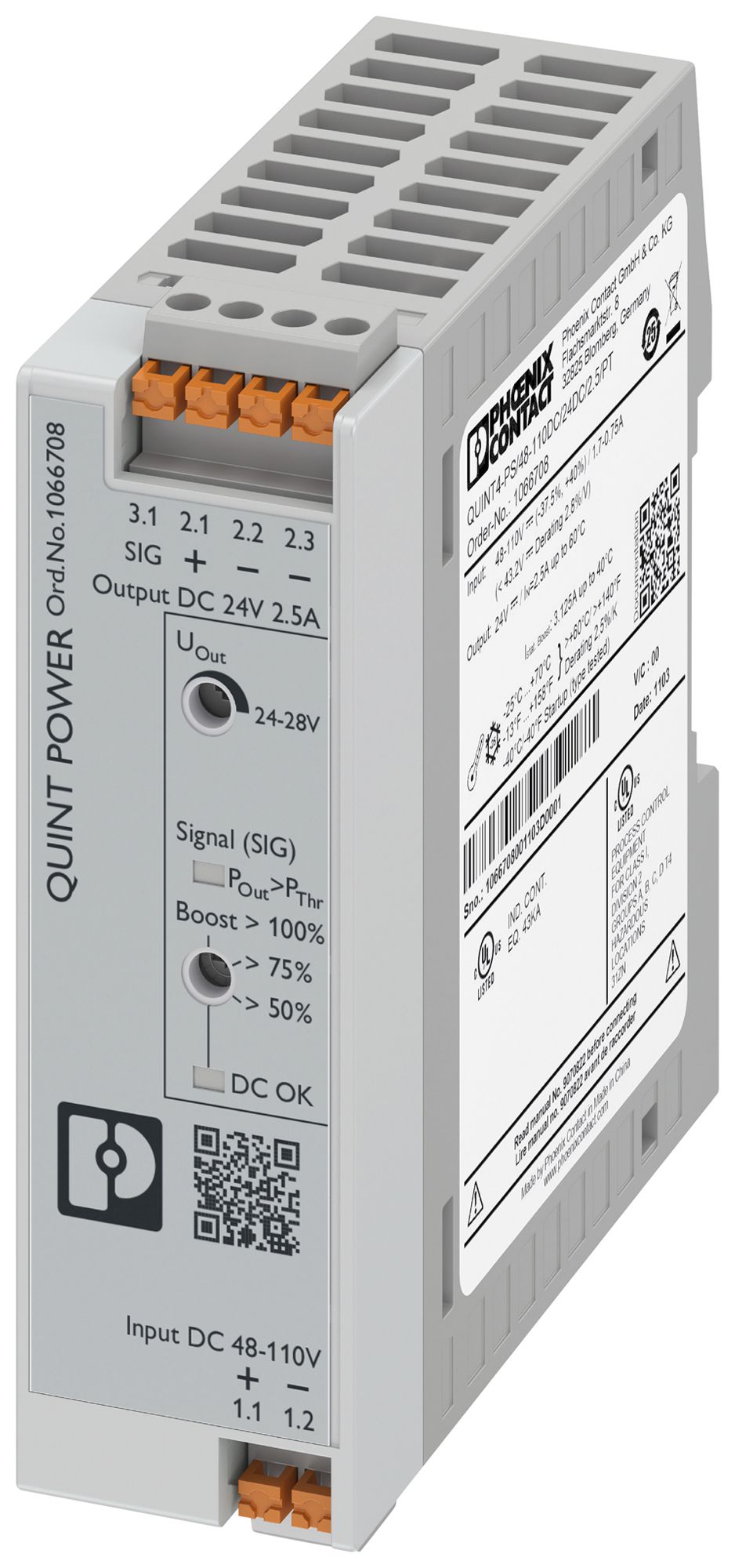Convertitore PX QUINT4-PS/48-110DC/24DC/2.5/PT DC/DC IN:110VDC OUT:24VDC/2.5A