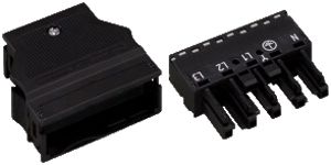 Prise WAGO 5L 0.5…4mm² noir avec boîtier décharge traction