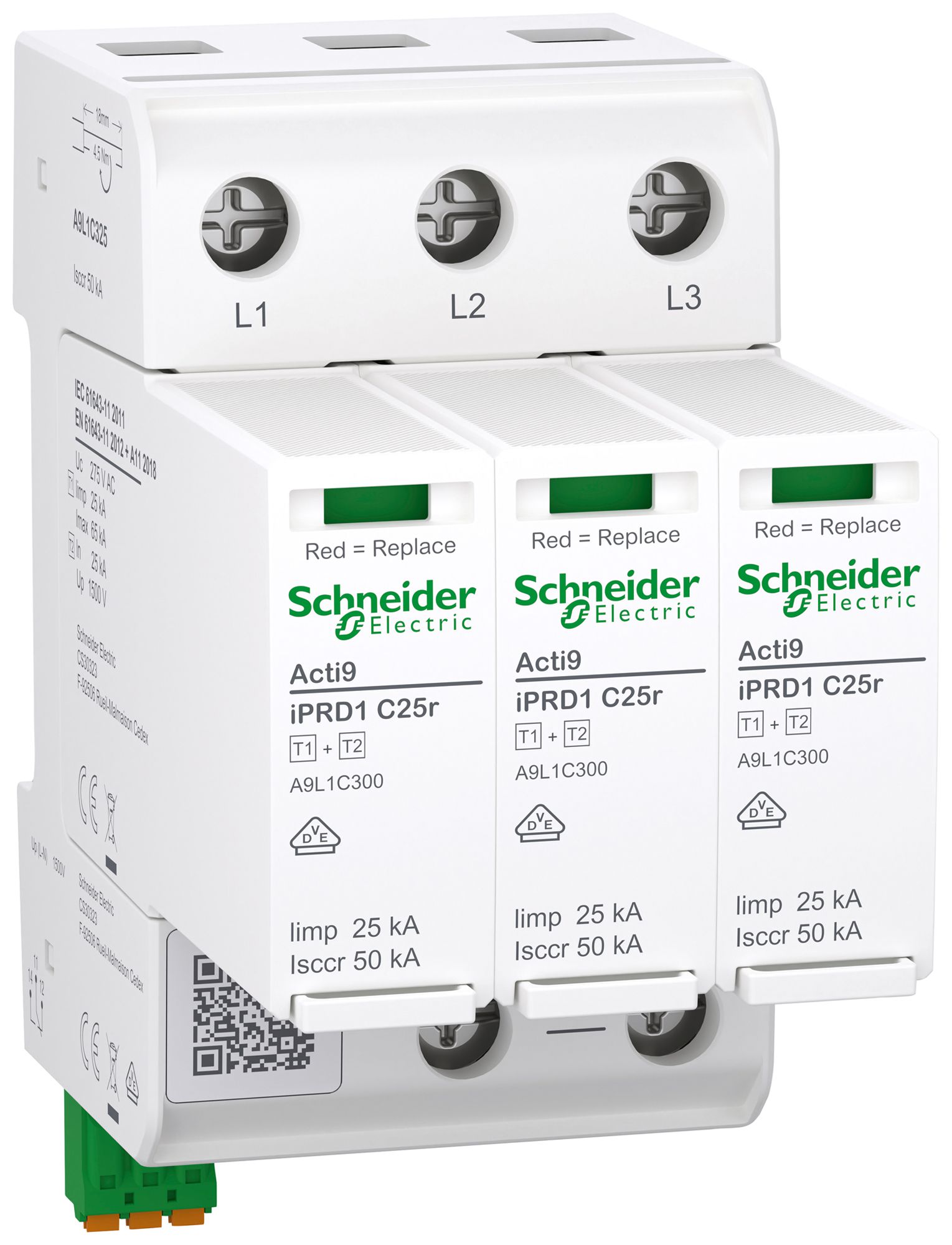 Kombiableiter Acti9 iPRD C25r Typ 1+2 3P 25kA 240V TN-C 3TE