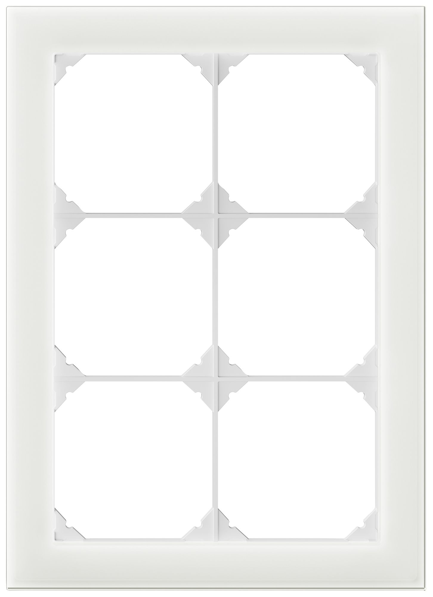 UP-Abdeckrahmen EDIZIO.liv prestige SNAPFIX® 3×2/2×3 214×154mm glas weiss