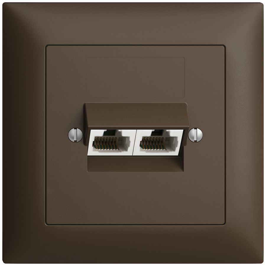 UP-Anschlussdose 2×RJ45/u 4P getr. EDIZIOdue coffee ITplus