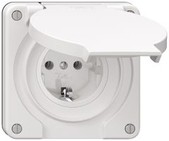 Steckdose Feller IP21 Schuko 16A 230V 87×87mm weiss