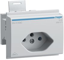 Prise INC Hager type 13 pour montage DIN avec bornes enfichables gris