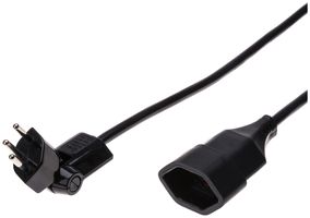 Verlängerung T12/T13 Td 3×1mm² 5m schwarz 180° Klappstecker