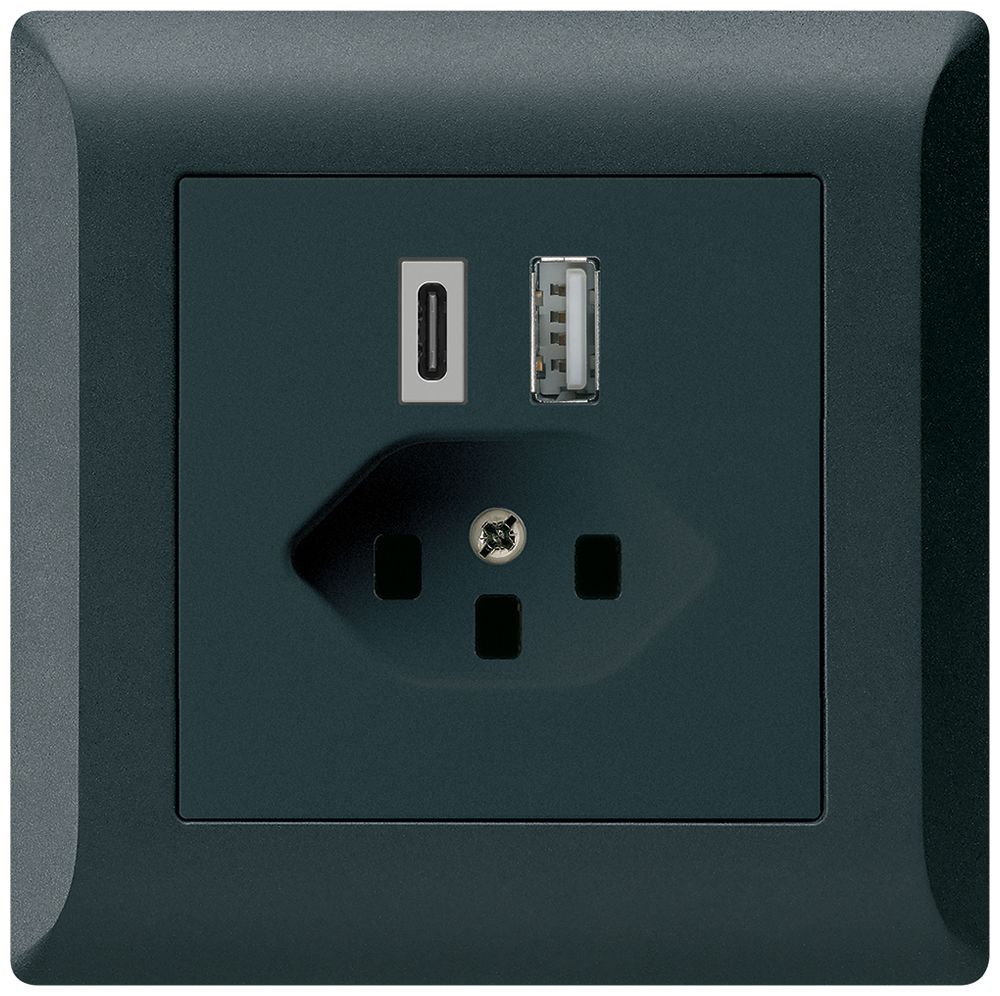 Prise de charge USB ENC kallysto.line 18W PD 1×type A 1×type C T23 noir