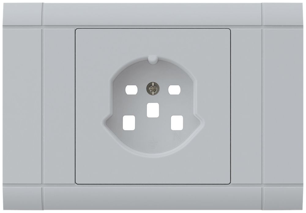 EB-Frontset kallysto für Einbausteckdose 1×T25 Abdeckrahmen steckbar hellgrau