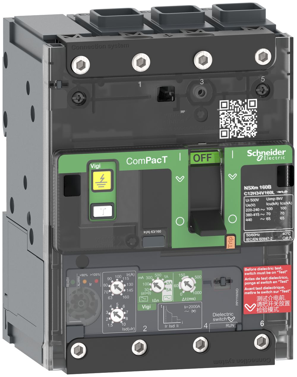 Leistungsschalter ComPacT NSXm100B mit MicroLogic4.1 Vigi 3P 100A 25kA, EL