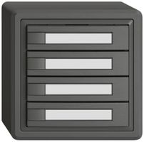 Poussoir universel AP EDIZIO.liv UNI SNAPFIX® 12…48V s.LED 4× comm.1T étiqu.grf