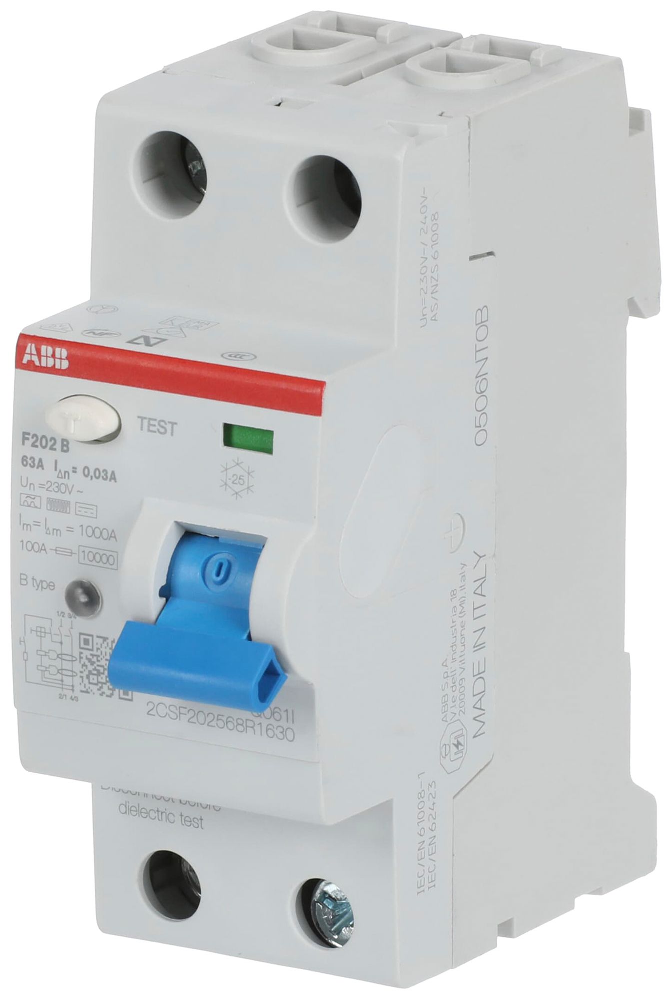 Interruttore differenziale proM compact 1PN tipo B, 63A 30mA 2UM leggr.ritardato