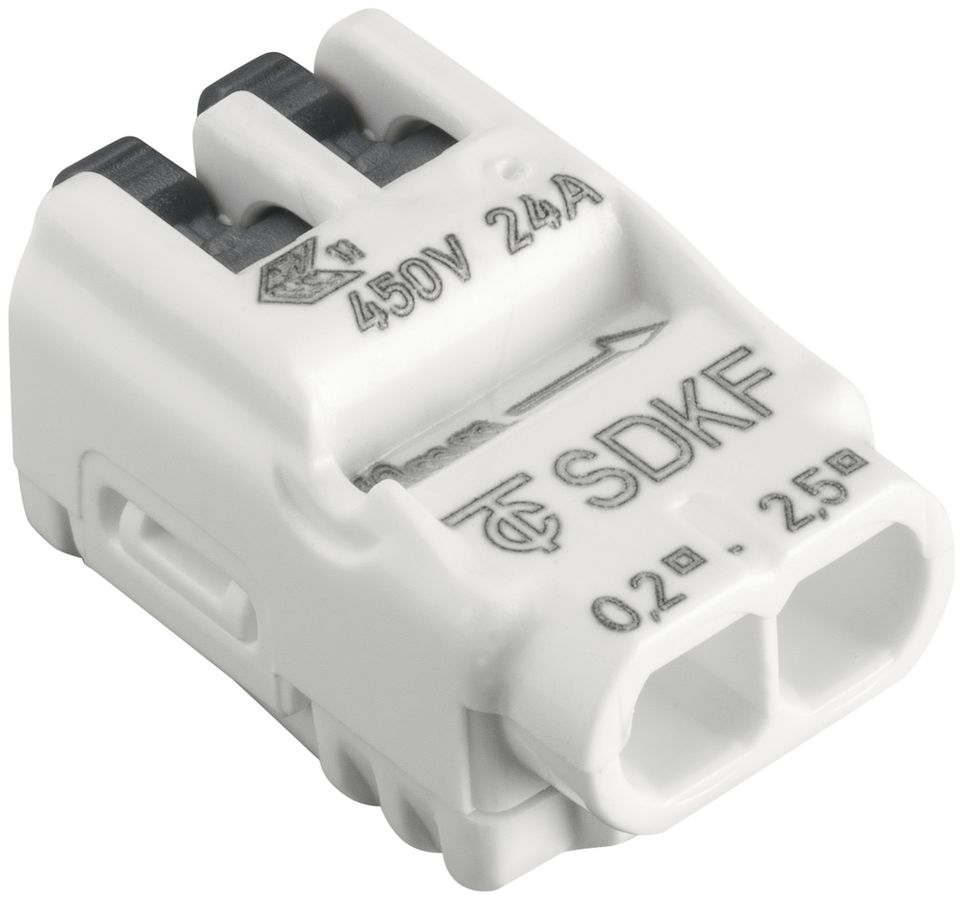 Borne de connexion Electro Terminal SDKF 2P 0.2…2.5mm² leviers de commande blanc
