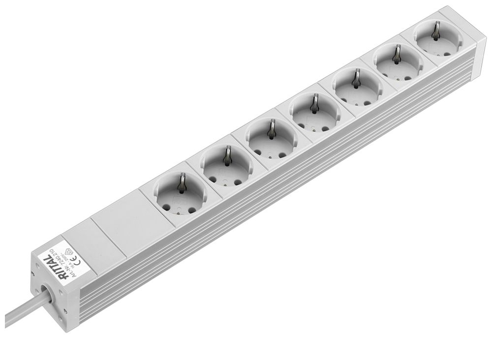 Prise multiple Rittal DK 7240.210 19" 1UH 230VAC/16A 7×SCHUKO