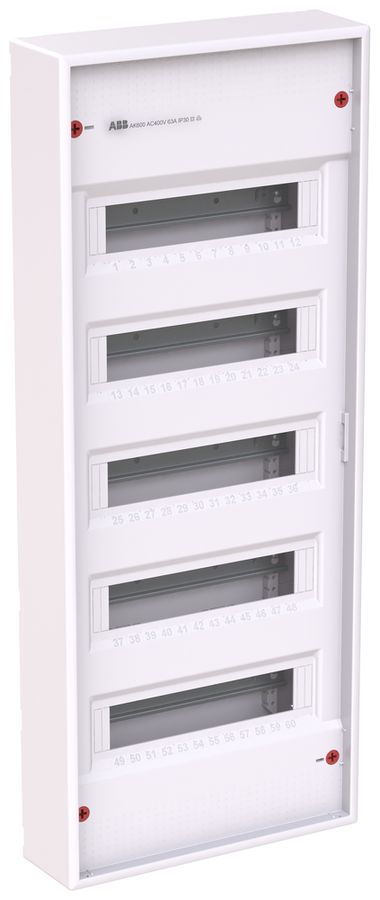 Distributeur AP ABB AK660N4, 5 rangées, 60UM, 828×339×99mm, blanc