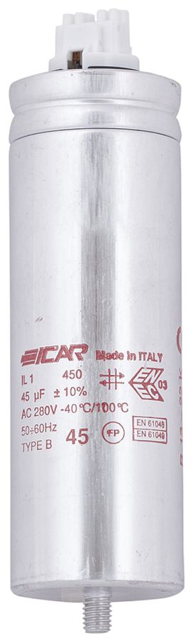 Kondensator ICAR IL 1/450 45X128MM 45µF 250V f.Leuchte (parallel) Ø45×128mm