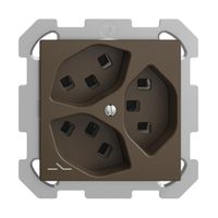 UP-Steckdose 3×T23 Feller EDIZIOdue FM, 1×getrennt, Steckklemmen, coffee