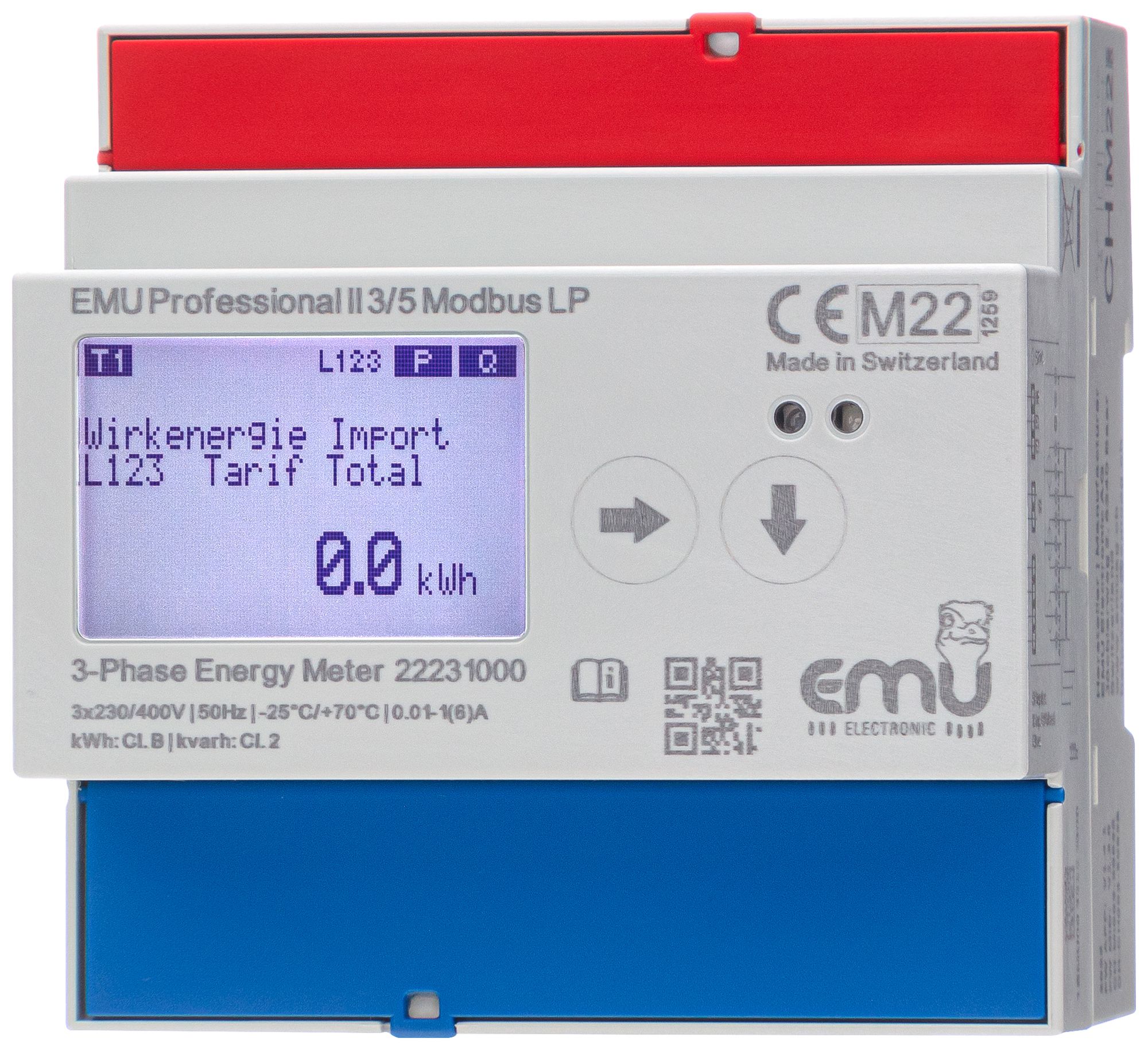 Compteur d'énergie AMD EMU Professional II 3×5A indirect MID/LP S0 Modbus RTU