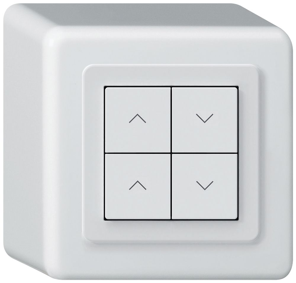 Poussoir pour stores KNX AP Hager BA basico Q quadruple 88×88mm blanc