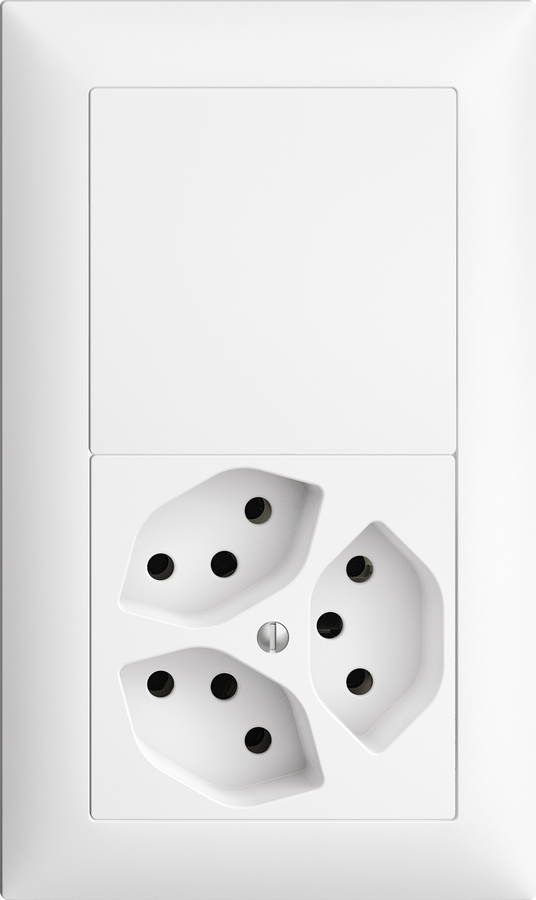 UP-Kombination Edue 2x1, Blindabdeckung + Steckdose 3×T13 ws