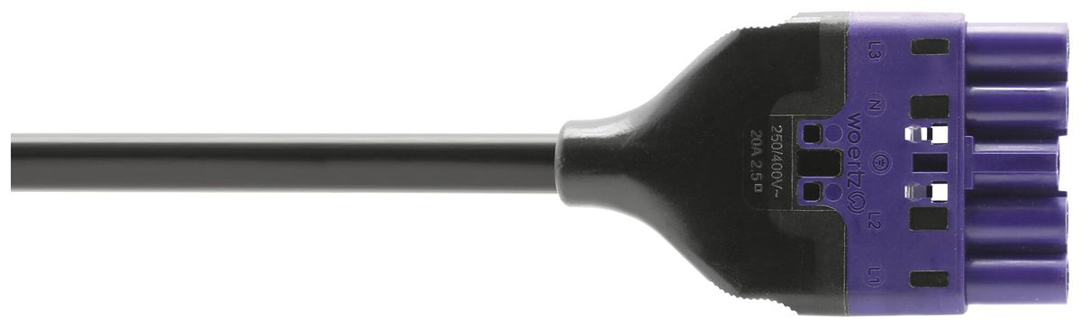 Anschlussleitung Woertz 49345/C1 5×2.5mm² 400V 20A 2m vi Stecker-frei Cca