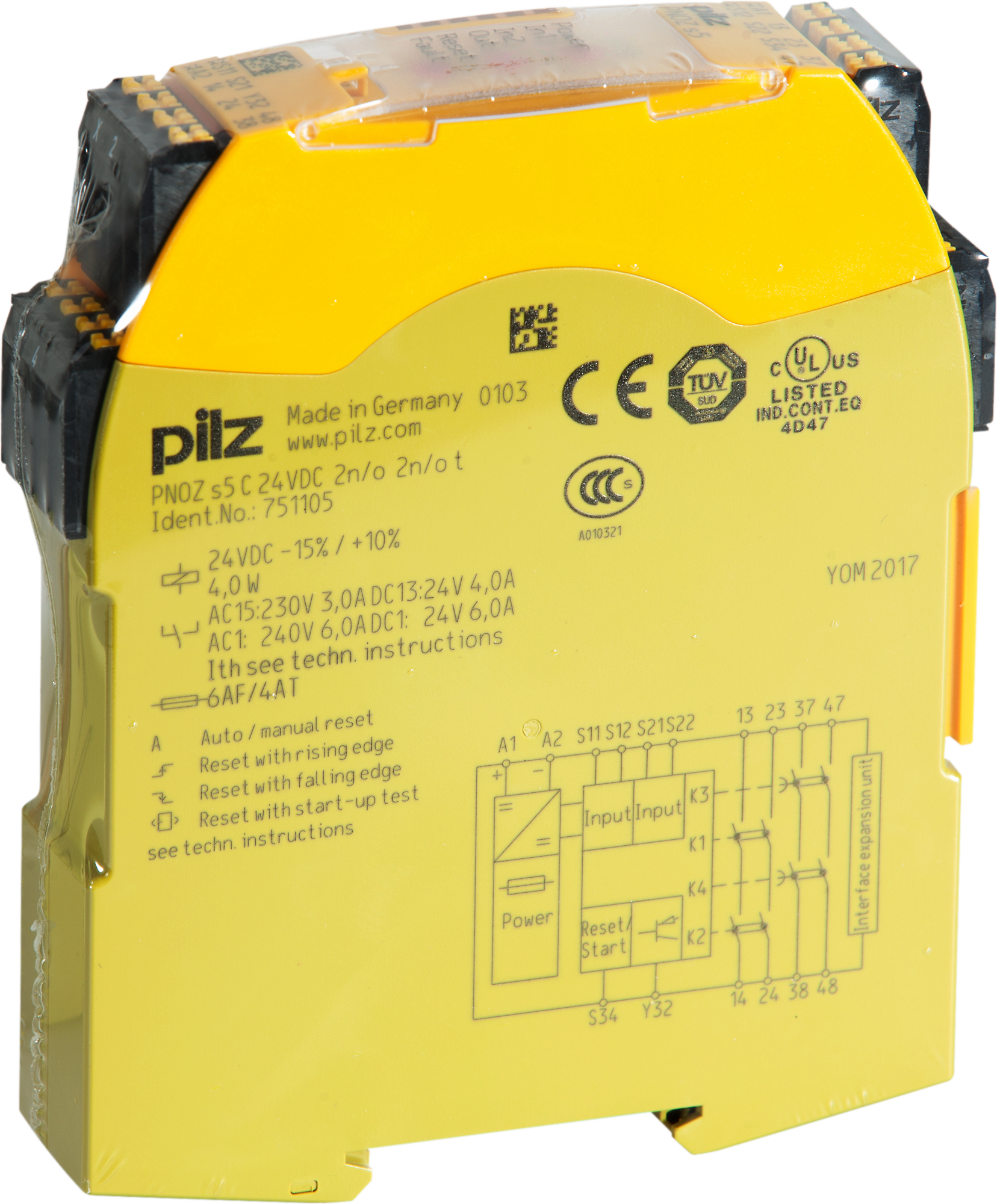 Commutateur d'arrêt d'urgence, surveillance de porte PNOZ s5 C 24VDC 2 n/o 2 n/o t