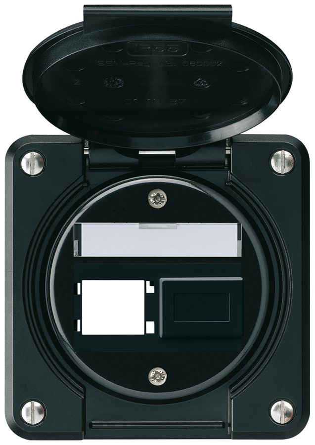 UP-Montageset robusto IP55 Frontauslass für 2×R&M schwarz