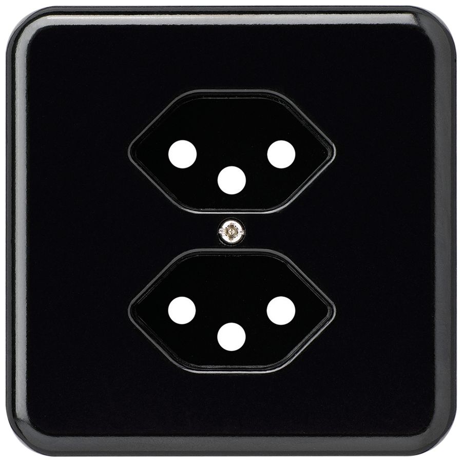 Plaque de recouvrement 2×type 13 basico noir avec sécurité enfants