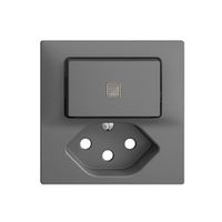 Frontset 60×60mm EDIZIOdue dunkelgrau T13 mit Linse für Kleinkombi