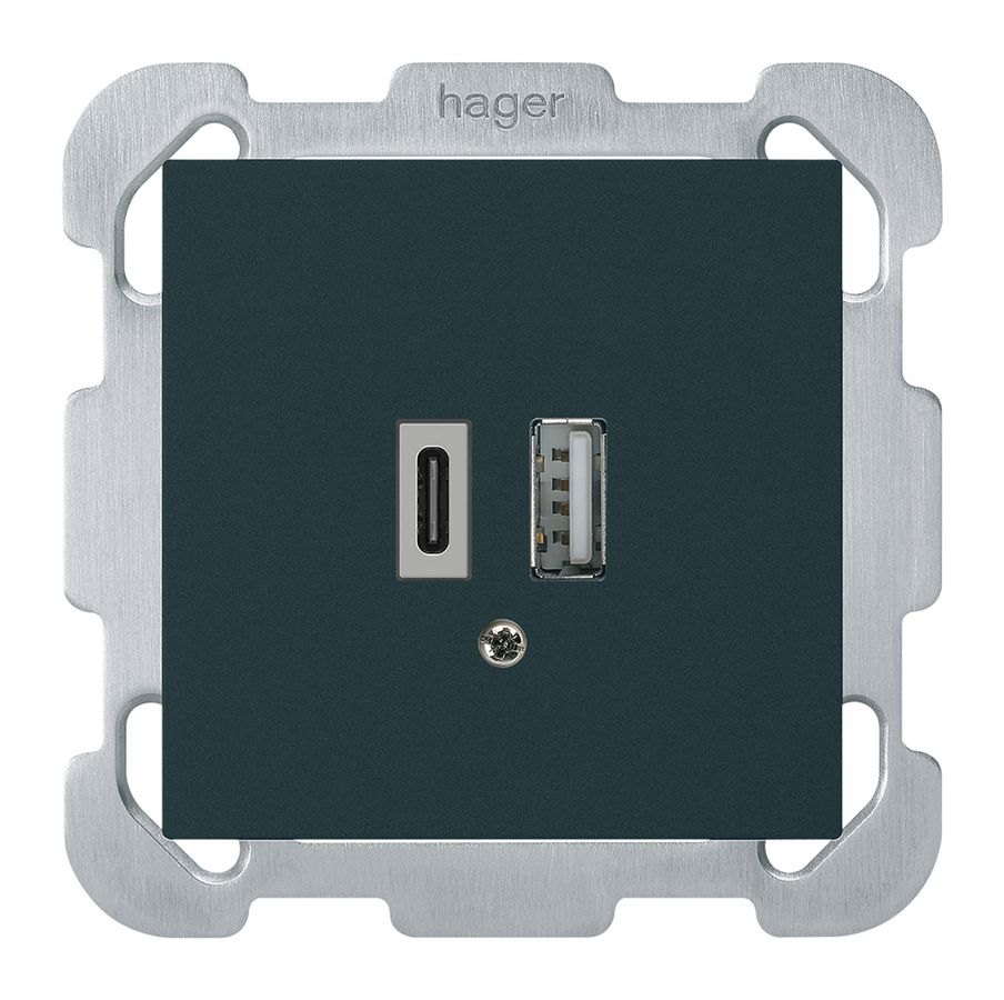 Prise de charge USB ENC kallysto 18W PD 1×type A 1×type C plaque d.fixation noir