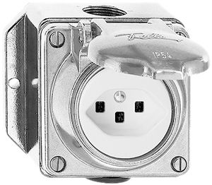 AP-Steckdose nass T23 16A Al kugelpoliert, mit Steckklemmen