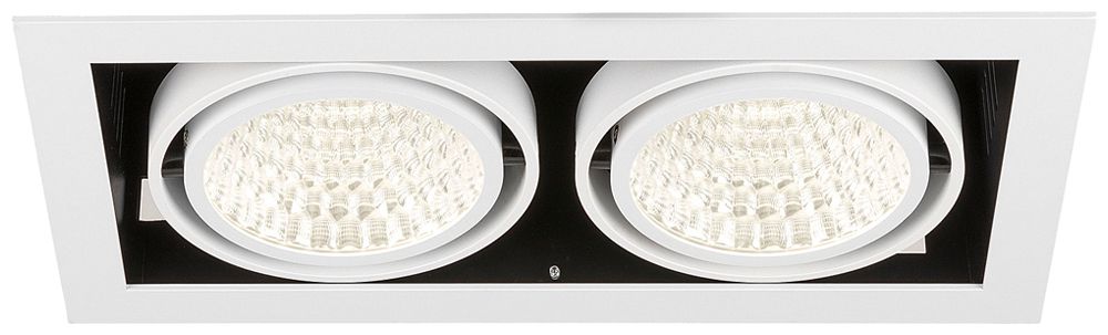 Downlight LED SLV KADUX 2×27W 3400lm 940 30° DALI 370×195mm blanc