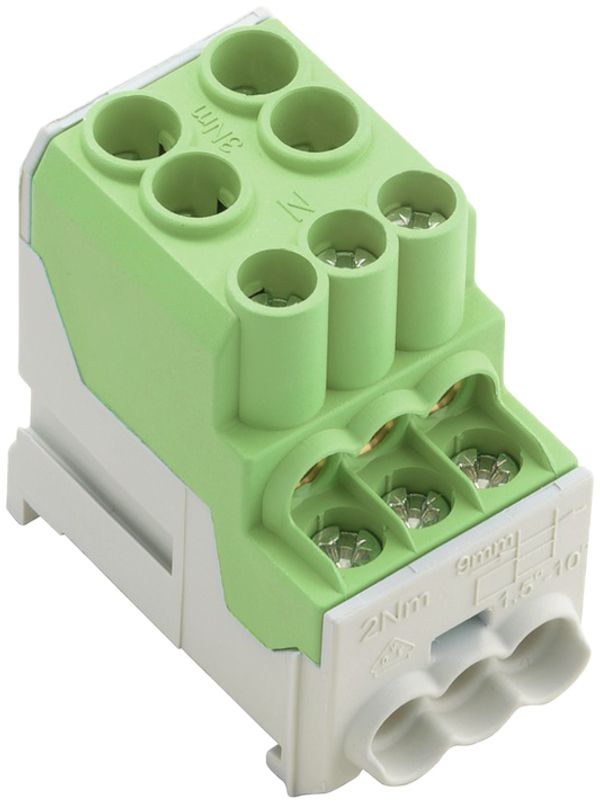 Bloc de distribution WM WPD 100 1P 100A 2×entr 6×sort 1.5…25mm² 1.5…10mm²