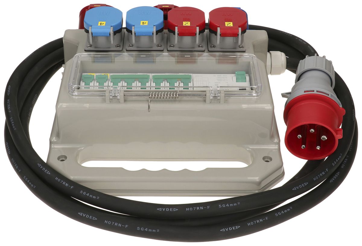 Stromverteiler MH 2×T23 2×T25 1×CEE16A 3L 2×CEE16A 5L 1×FI 4.5m CEE32