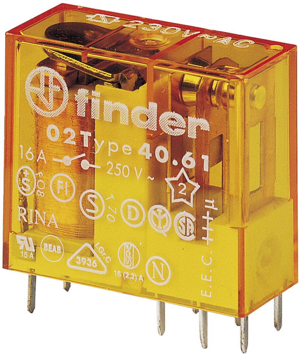 Schaltrelais Finder 40, 1W 16A/60VAC AgCdO 5mm RT II
