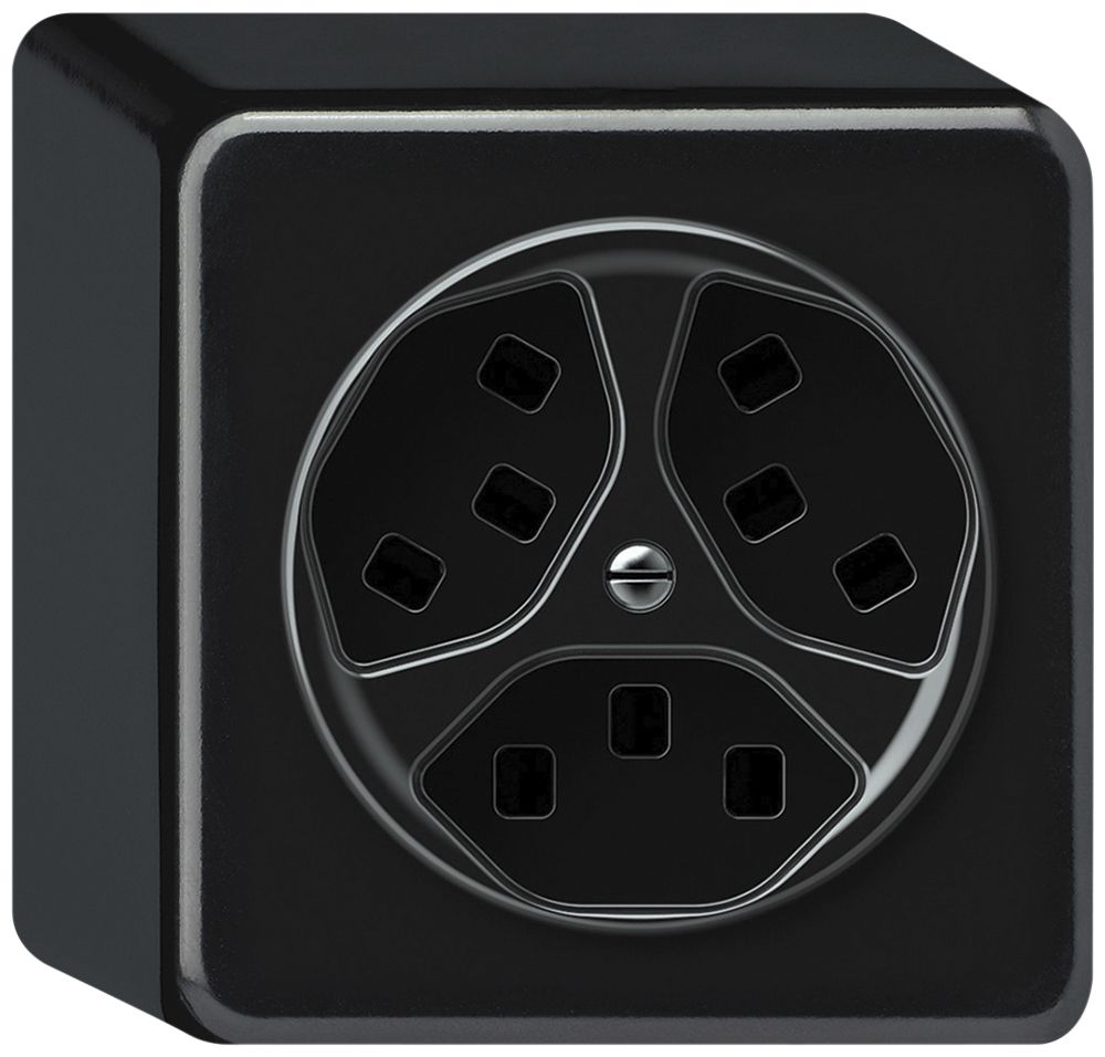 Presa AP origin 3×tipo 23 16A 230V 88×88×54mm nero