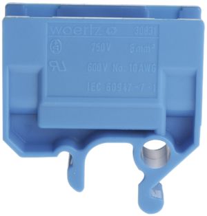 Borne de dérivation Woertz 2.5…6mm² 41A 750V raccordement à vis 2×1 barre G bleu