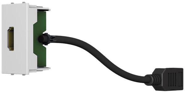 Module HDMI Cecoflex pour système de montage AV, 4K/60Hz f/f, câble, blanc