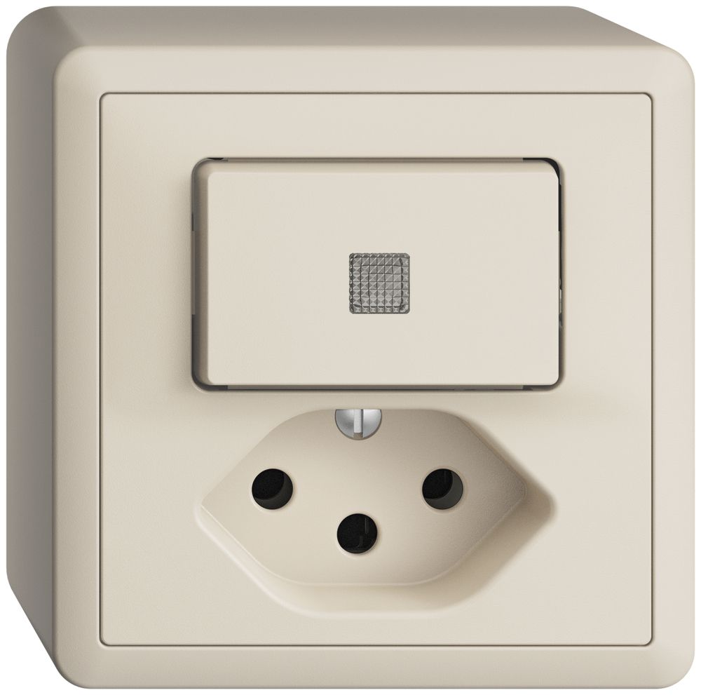 AP-Leuchtkombination 6/1L+T13 crema, LS EDIZIOdue mit Linse, LED gelb