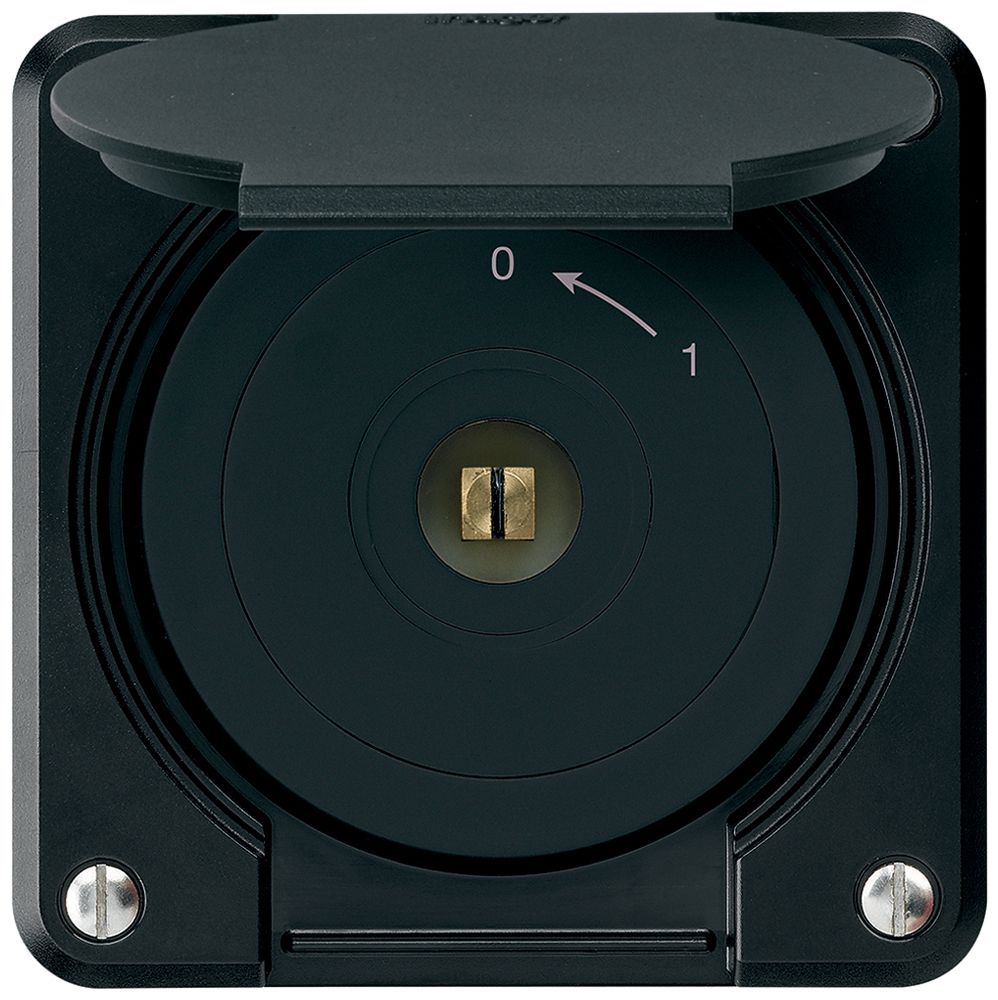 Contact pivotant à clé carrée ENC robusto IP55 noir avec clapet 2P combi