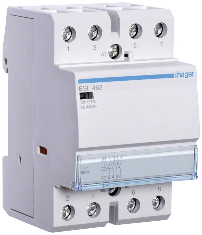 REG-Schütz Hager 12VAC 4 Schliesser 63A 3TE