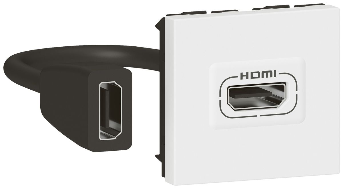 Prise HDMI MOS préassemblé 2 modules blanc