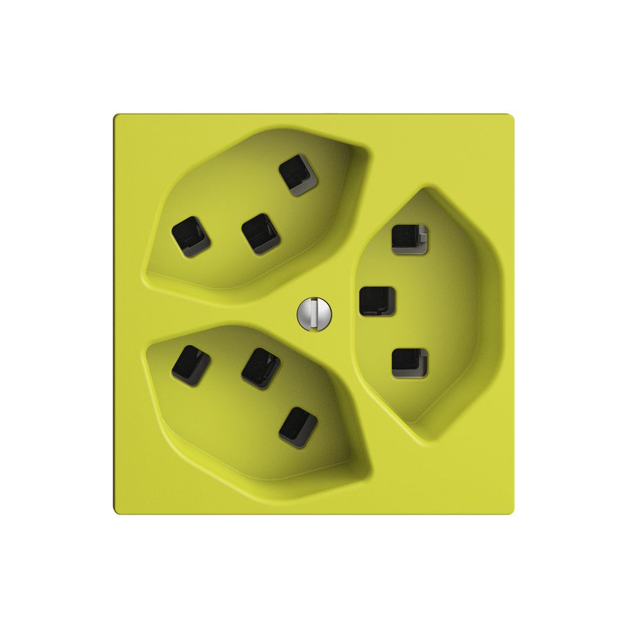 Steckdose EDIZIOdue 3×T23 lemon 16A, mit Steckklemmen
