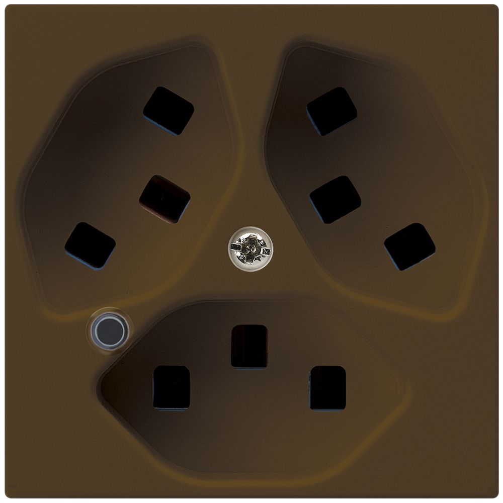 Steckdose Hager kallysto 3×T23 beleuchtet A braun