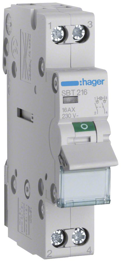 REG-Ausschalter Hager SBT 16A 230V 2 Schliesser 0 Öffner 1 Wechsler