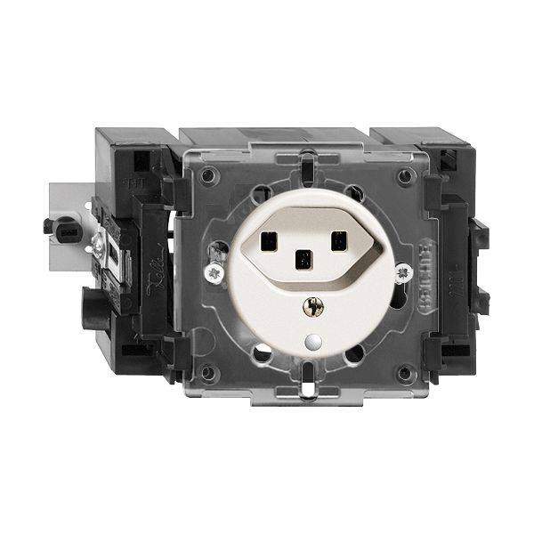 Prise INC FH T23 16A blanc 49…69mm(53mm), avec LED vert