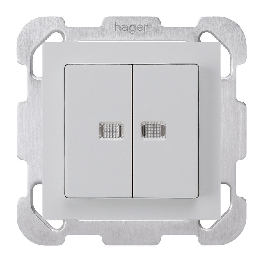 UP-Leuchttaster kallysto 2×A-R/1P mit 2 Linsen hellgrau mit Befestigungsplatte