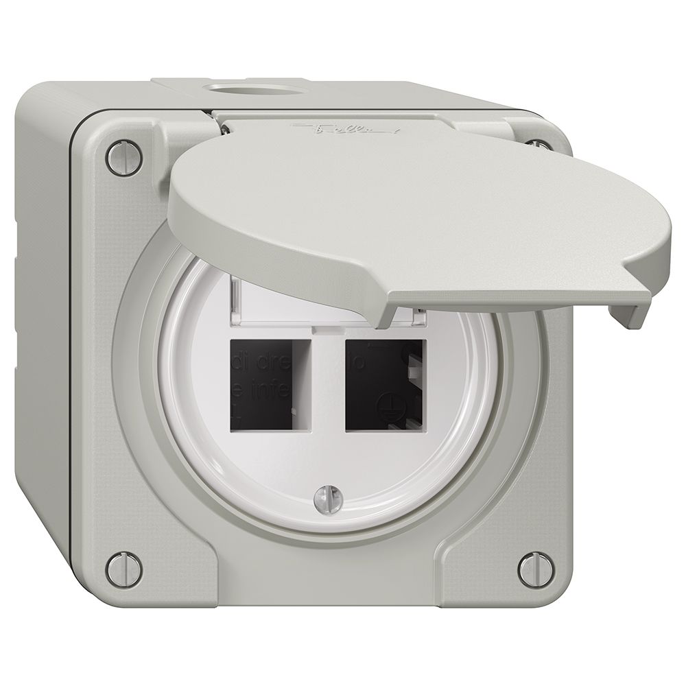 Kit de montage NAP Feller freenet, pour sortie droite, double, gris clair