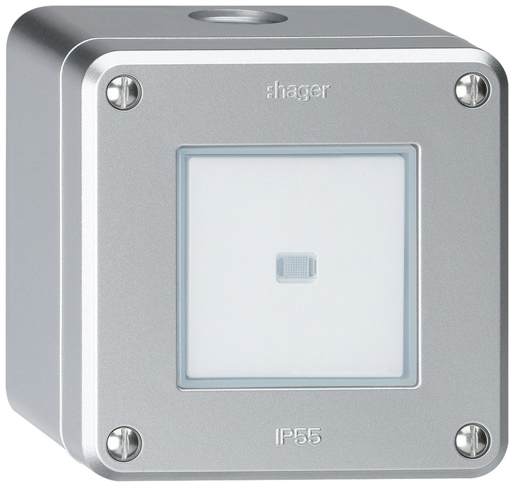 Contatto pulsante AP robusto IP55 2P alluminio illuminato