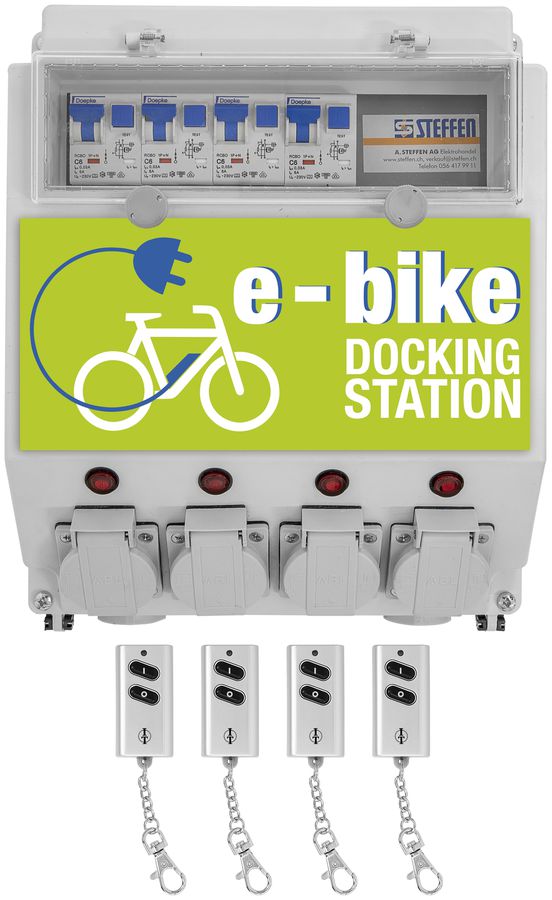 Stazione di carico Steffen per E-Bike e E-Scooter 4×T13 con RF 230V 1380W IP44