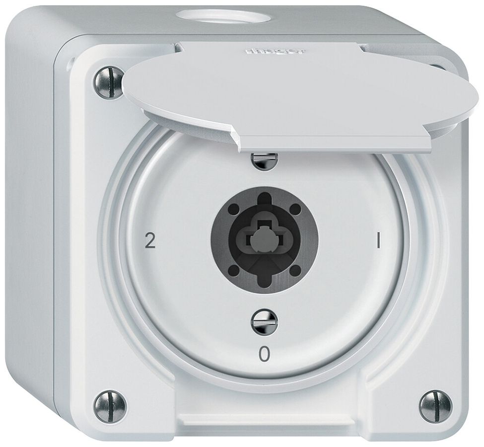 Interruttore a chiave AP robusto commutatore 16A 250V 86×86mm bianco
