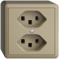 Prise AP 2×T23 16A EDIZIOdue sand, avec bornes enf.